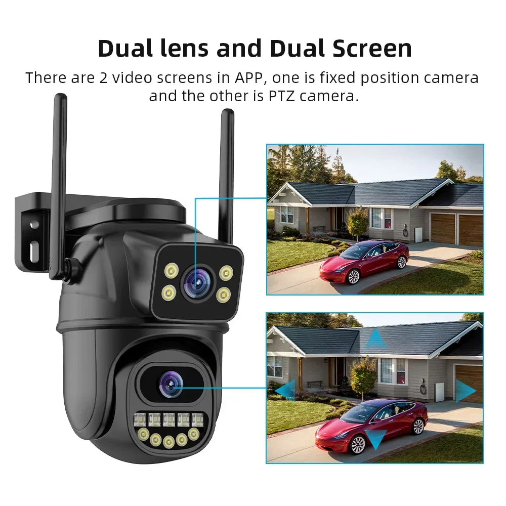 BELIA 4K 8MP WiFi PTZ Surveillance Camera, Dual Lens, 4X Zoom, AI Human Detection, ONVIF, Outdoor Security IP Camera