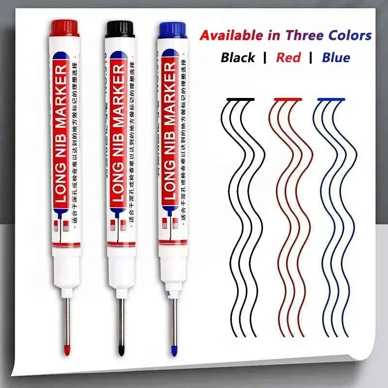 20mm Deep Hole Marker Pen Tips - Long Nib Waterproof Markers for Metal, Woodworking & Bathroom Decoration