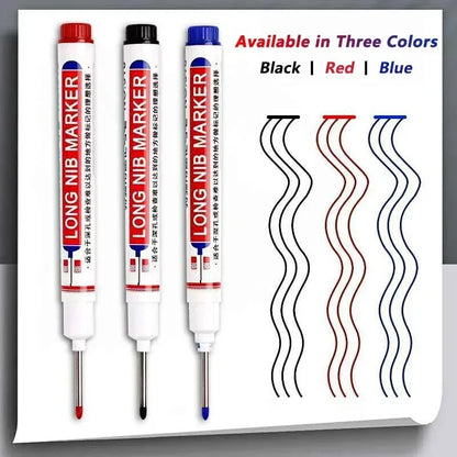 20mm Deep Hole Marker Pen Tips - Long Nib Waterproof Markers for Metal, Woodworking & Bathroom Decoration
