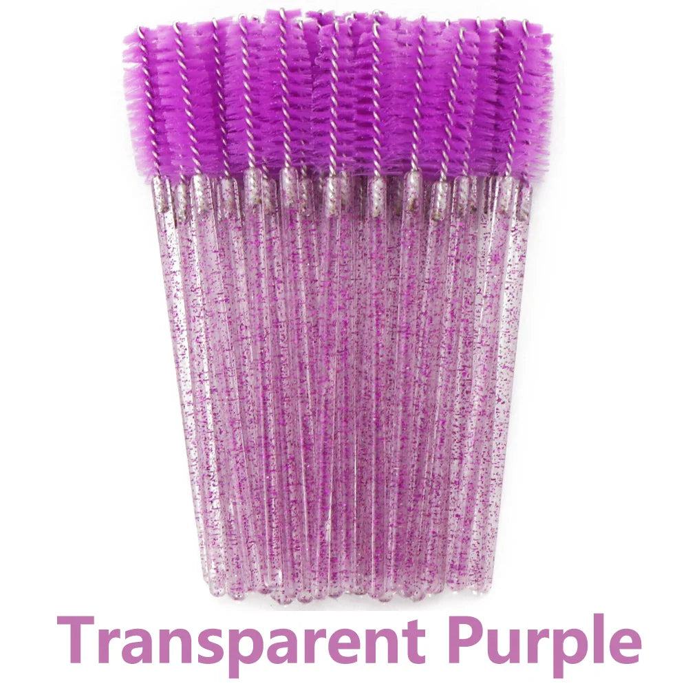 ANNAFRIS 50pcs Disposable Eyelash & Eyebrow Brushes — Soft Crystal Lash Extension Mascara Wands Makeup Tools