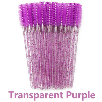 ANNAFRIS 50pcs Disposable Eyelash & Eyebrow Brushes — Soft Crystal Lash Extension Mascara Wands Makeup Tools