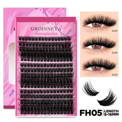 GROINNEYA DIY Lash Extension Kit – Individual & Cluster Lashes Full Set with Lash Bond and Seal for At-Home Use