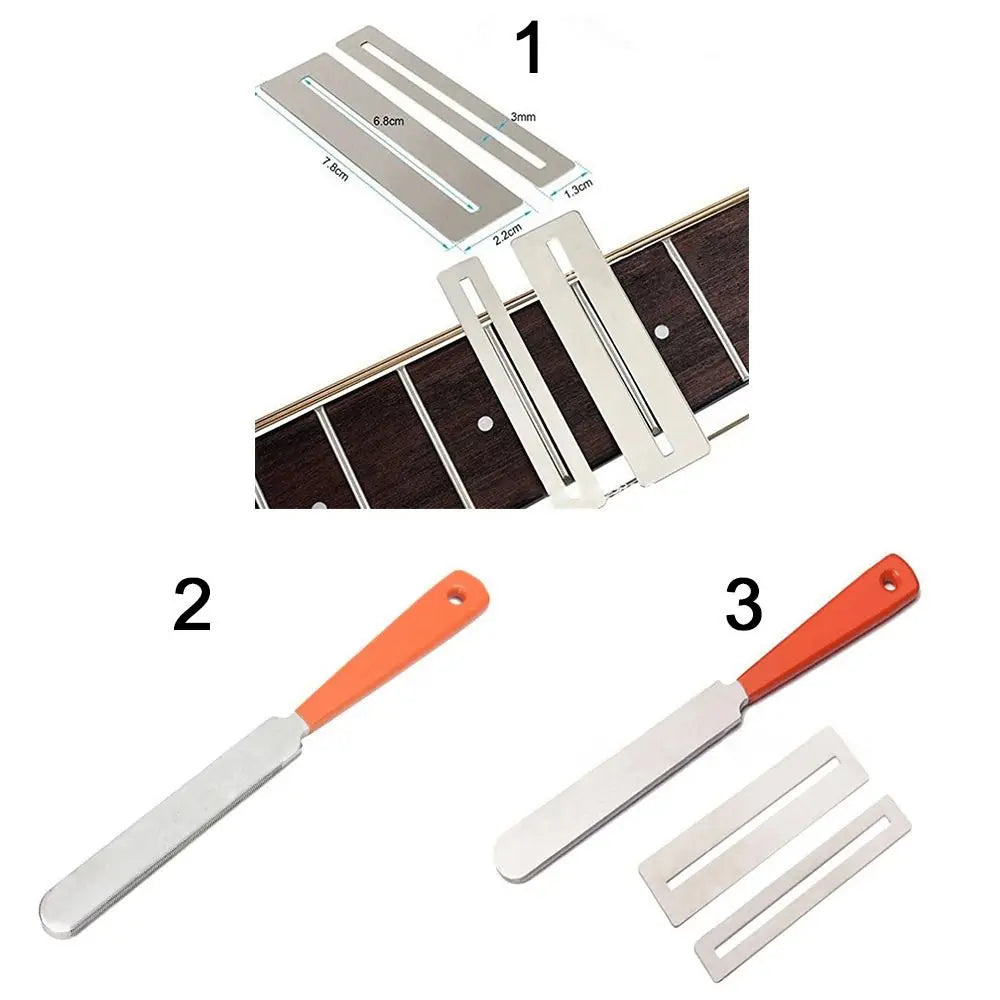 1/2/3Pcs Guitar Fret Sanding Protector Kit - Radian Polishing Finger Plate Tool for Guitar & Bass Repair