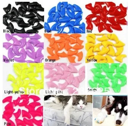 20pcs Pet Dog Nail Caps - Soft Paw Protectors Finger Grooming Claw Covers for Dogs S M L XL XXL