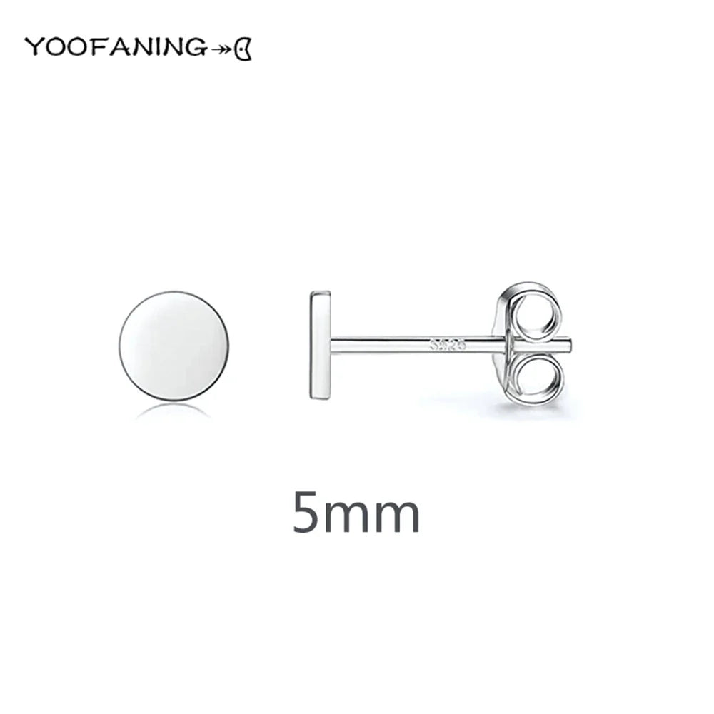 925 Sterling Silver Ear Needle Earrings – Simple Circular Gold & Silver Studs for Women Jewelry (Multiple Sizes)