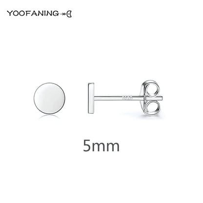 925 Sterling Silver Ear Needle Earrings – Simple Circular Gold & Silver Studs for Women Jewelry (Multiple Sizes)