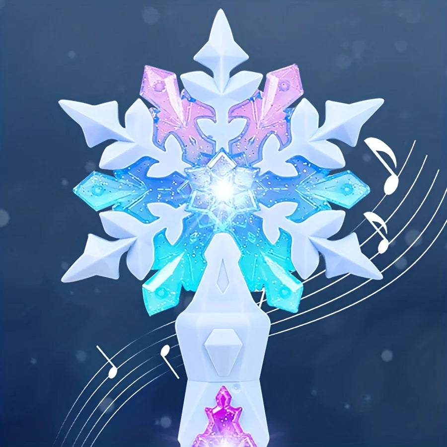 Princess Snow Wand Toy - Snowflake Light & Sound Wand for Kids, Glowing Fairy Cosplay Toy for Girls, Christmas & Halloween