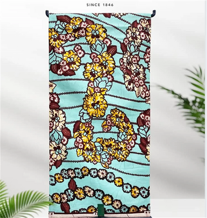 African Real Print Ankara Wax Fabric - Soft 100% Cotton Pagne 6 Yards