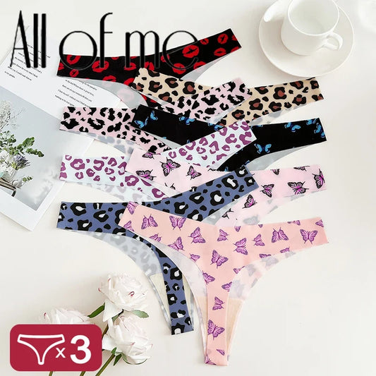 3PCS Women’s Sexy G-String Set - Colorful Seamless Bikini T-Back Low Waist Lingerie Underwear