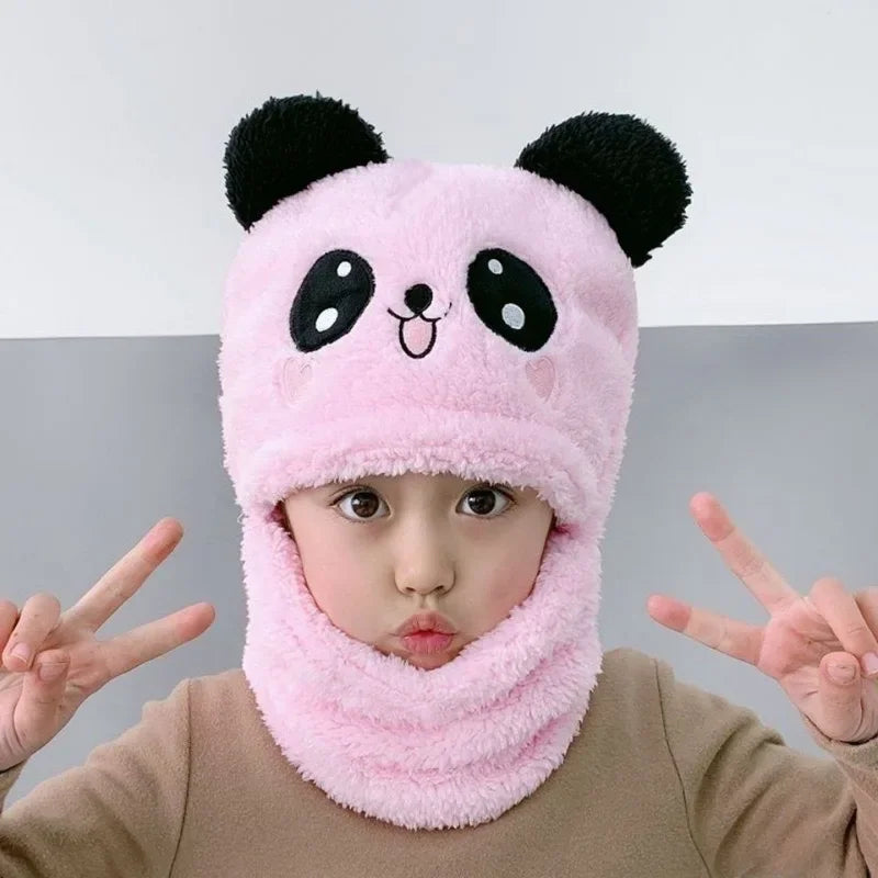 Fashionable Kids Beanie Set - Autumn & Winter Cartoon Scarf Hat, Double Layer Wool, Warm Boys & Girls Winter Hat