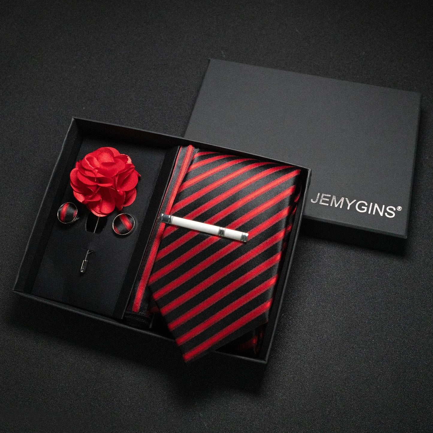 Wine Red Paisley Silk Tie Set for Men - Luxury Wedding Neck Tie with Pocket Square & Cufflinks Gift Box Accessories