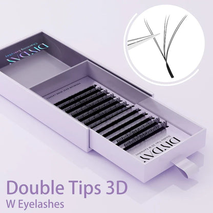 DIYDAY W Shape Eyelash Extensions - 3D-8D Blooming Volume Premade Fan Lashes for Natural Soft Eye Makeup Look