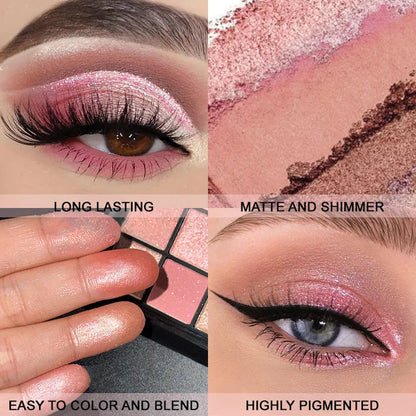 9-Grid Eyeshadow Palette – Glitter, Pearlescent, Matte, Shimmer Long-Lasting Eye Makeup for Women