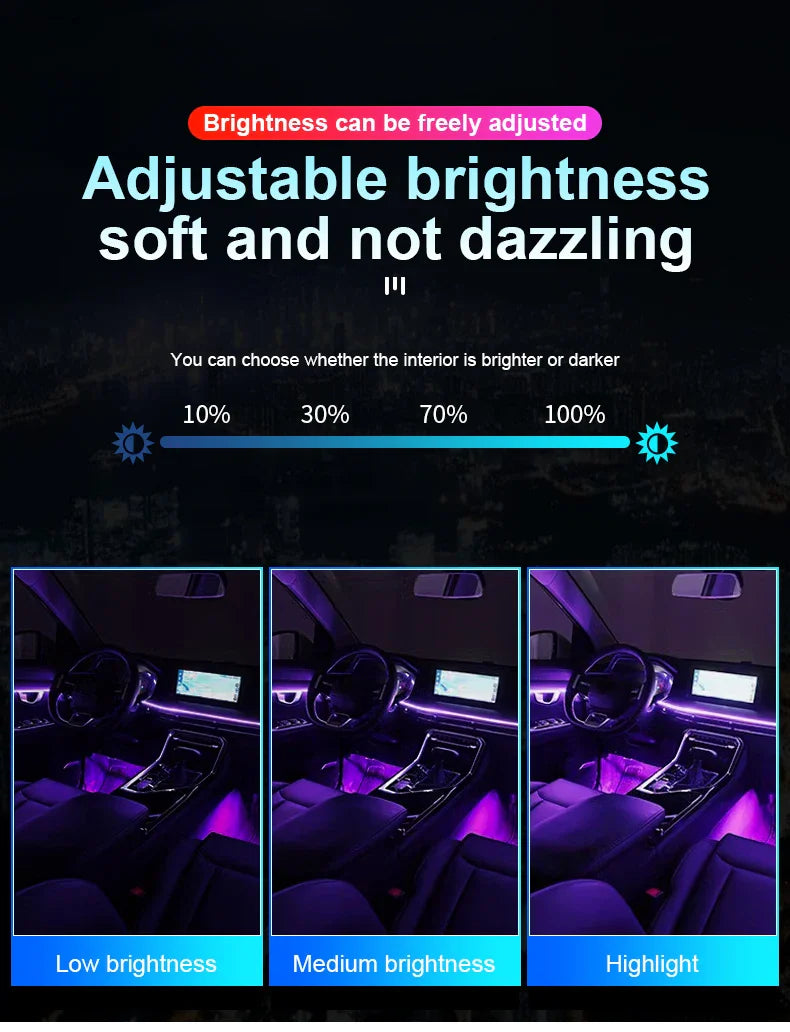 10/14/18-in-1 LED Car Ambient Lights – 213 64 Color RGB Bluetooth Rainbow Acrylic Strips, Atmosphere Lamp Kit 12V