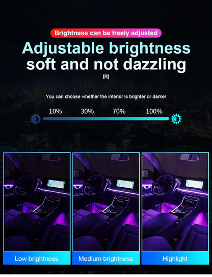 10/14/18-in-1 LED Car Ambient Lights – 213 64 Color RGB Bluetooth Rainbow Acrylic Strips, Atmosphere Lamp Kit 12V
