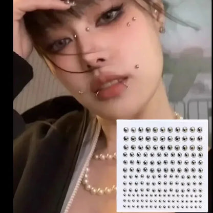 180pcs Fake Piercing Stickers - Non-Piercing Nose Lip Belly Eyebrow Jewelry Adhesive Body Accessories
