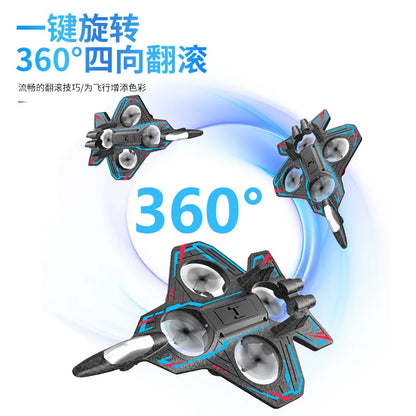 RC Fighter Jet Toy - 2.4G Remote Control Flying Stunt Airplane with Lights for Kids