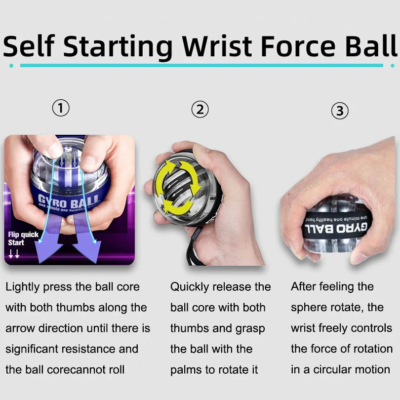 Gyroball Powerball Forearm Exerciser — Gyroscope Muscle Trainer for Wrist & Hand Fitness