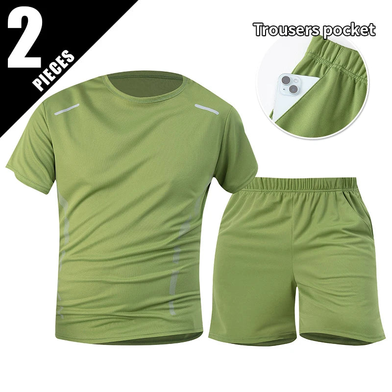 Men’s Summer Quick Dry T-Shirt - Solid Color Short Sleeve Sports Shirt for Running & Casual Wear