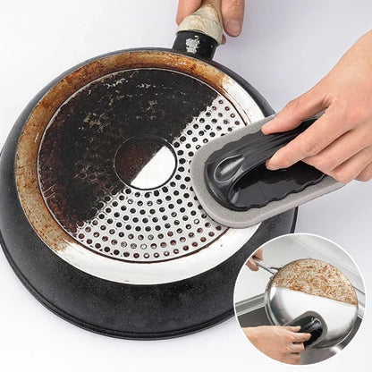 Magic Emery Sponge Cleaning Brush - Rust Removal Eraser Tool with Handle for Kitchen, Bathroom and Household Cleaning