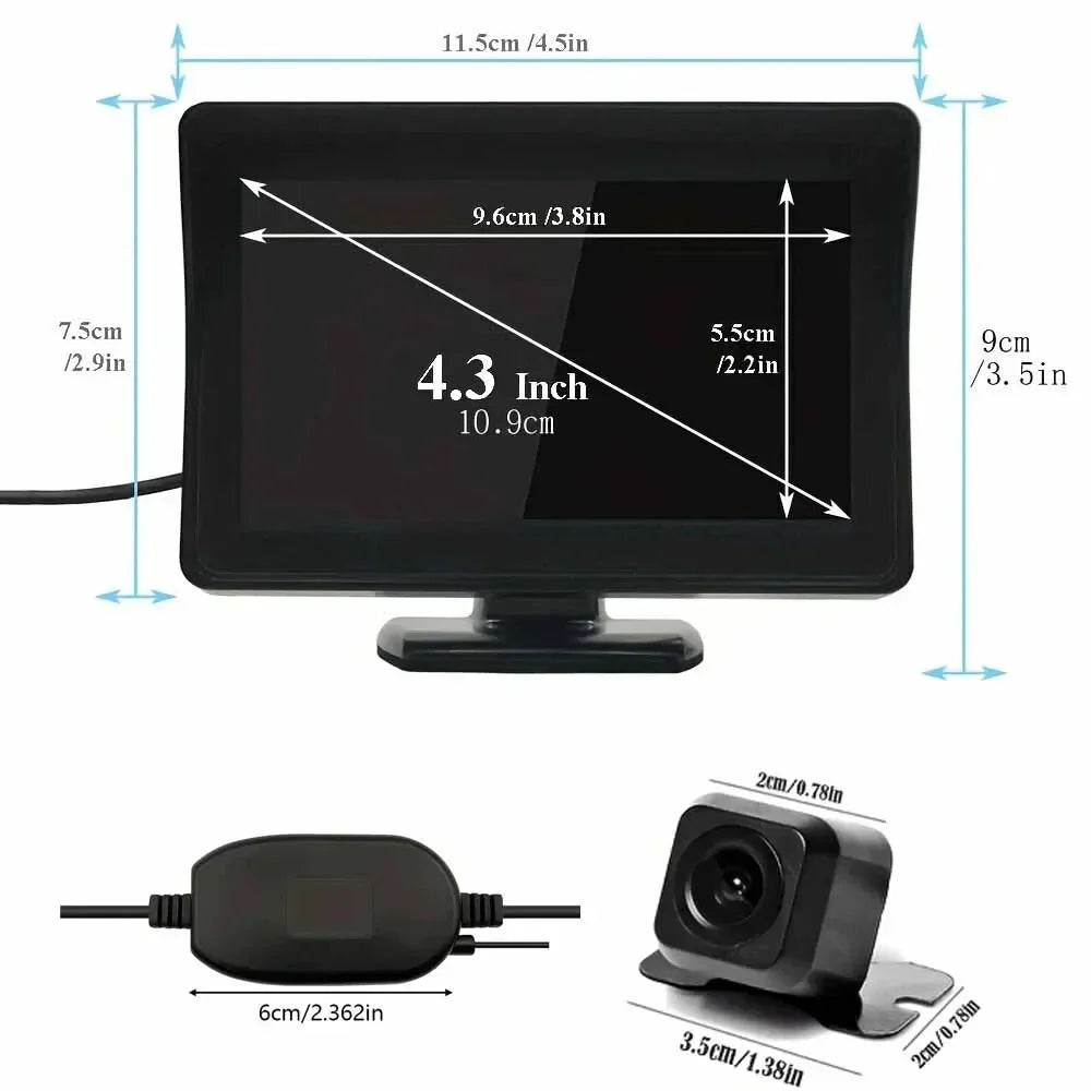 Wireless Car Reversing Backup Camera Kit – 4.3" Rear View Monitor for Vehicle Parking