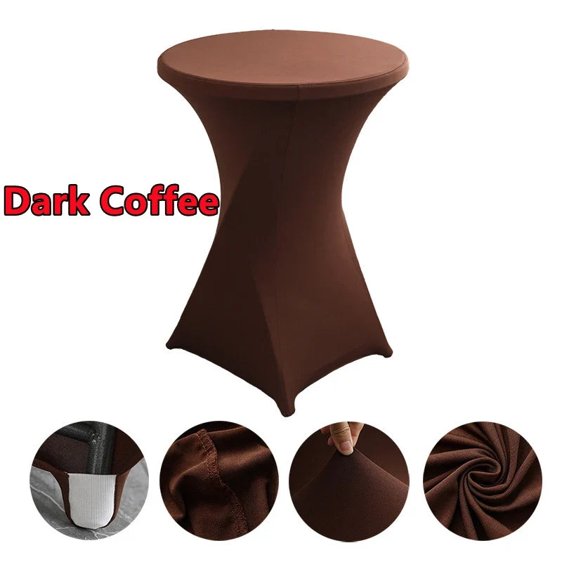 Spandex Round Tablecloth - Stretch Elastic Cocktail Table Cover for Wedding, Party, Hotel & Event Decor