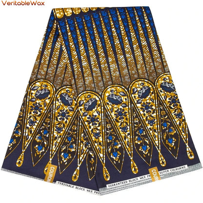 African Ankara Double Print Batik Fabric - Real Wax Patchwork Textile for DIY Sewing, Wedding Dresses & Crafts