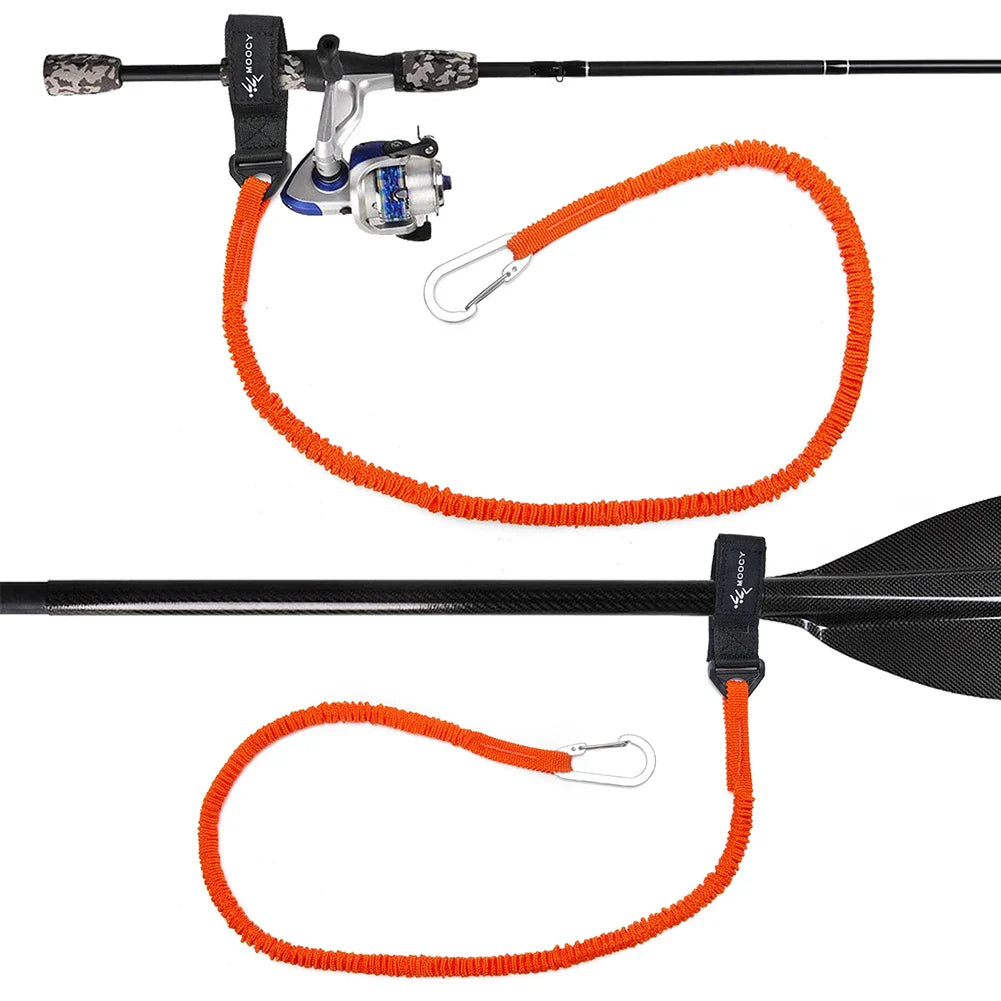 Elastic Kayak Paddle Leash – Adjustable Coiled Lanyard with Safety Hook for Fishing Rod, Pole & Rowing Boat Accessories