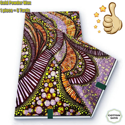 2026 African Grand Golden Wax Fabric - Soft Pink Flash Gold Ankara Batik Pagne