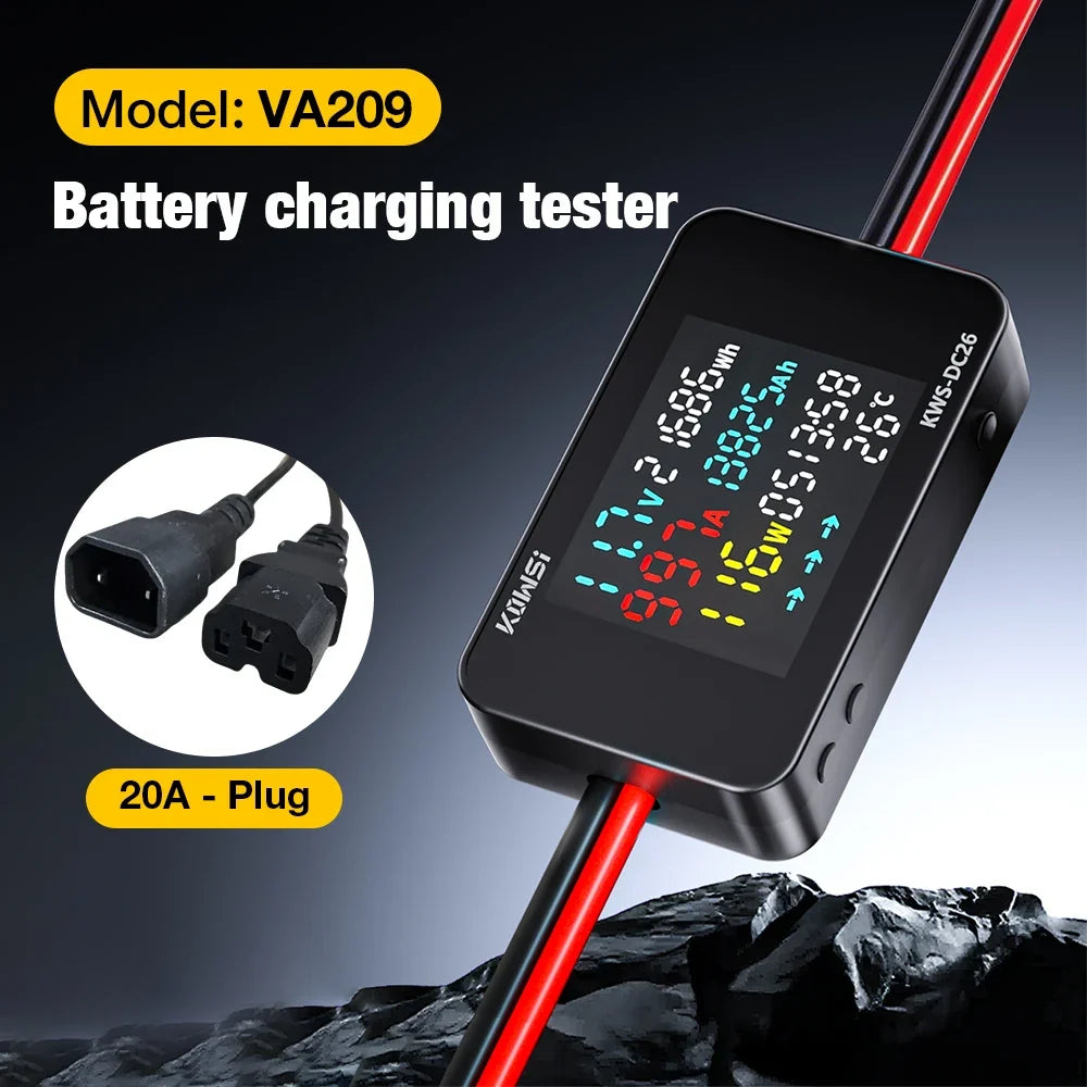 KWS-DC26 Electric Power Meter - DC8-80V LED Voltmeter Ammeter Battery Charging Tester with XT60 & XT90 Plug