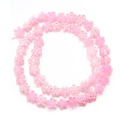 Colorful Lampwork Flower Beads - Thousand Flower Flat Plum Blossom Loose Beads for DIY Bracelet & Jewelry Crafts