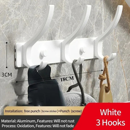Folding Wall Robe Hooks - Black & White Towel, Coat & Clothes Hanger for Bathroom & Kitchen