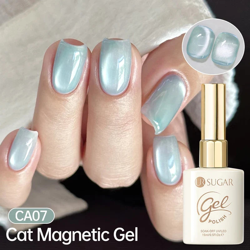 UR SUGAR 15ml Magnetic Cat Eye Gel Polish - Sparkling Silver Glitter UV LED Soak Off Nail Gel