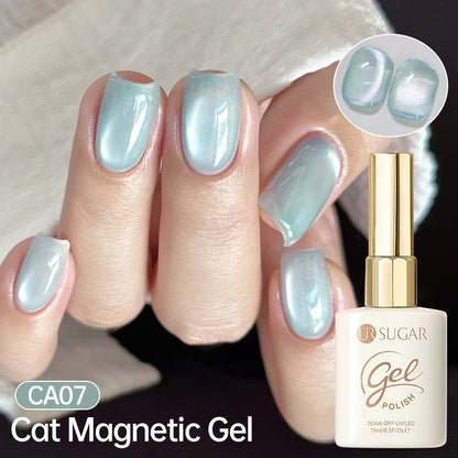 UR SUGAR 15ml Magnetic Cat Eye Gel Polish - Sparkling Silver Glitter UV LED Soak Off Nail Gel