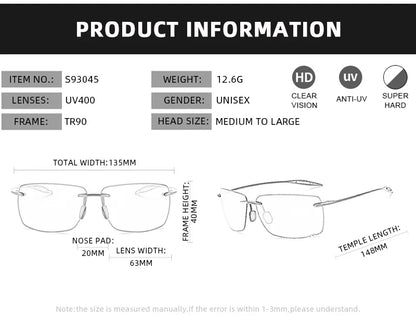Ultralight TR90 Frameless Sunglasses — Unisex Driving & Outdoor Sports Shades