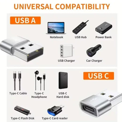 5PCS USB to USB C OTG Adapters - Durable Metal Converter for iPhone iPad Samsung S23 iWatch AirPods & Universal Devices