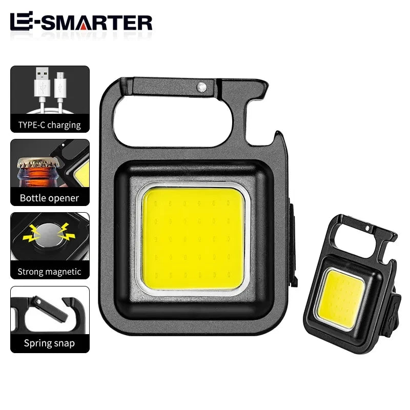 COB Flashlight Keychain - Mini Portable EDC Lamp with 4 Lighting Modes, Waterproof for Outdoor Camping & Emergencies