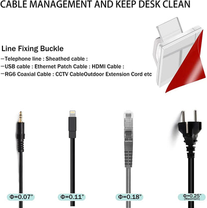 50Pcs Cable Organizer Clips – Wall Mounted Wire Management Set for USB, Charging Cables & Data Cords, Desk Cord Holder & Cable Storage Solution