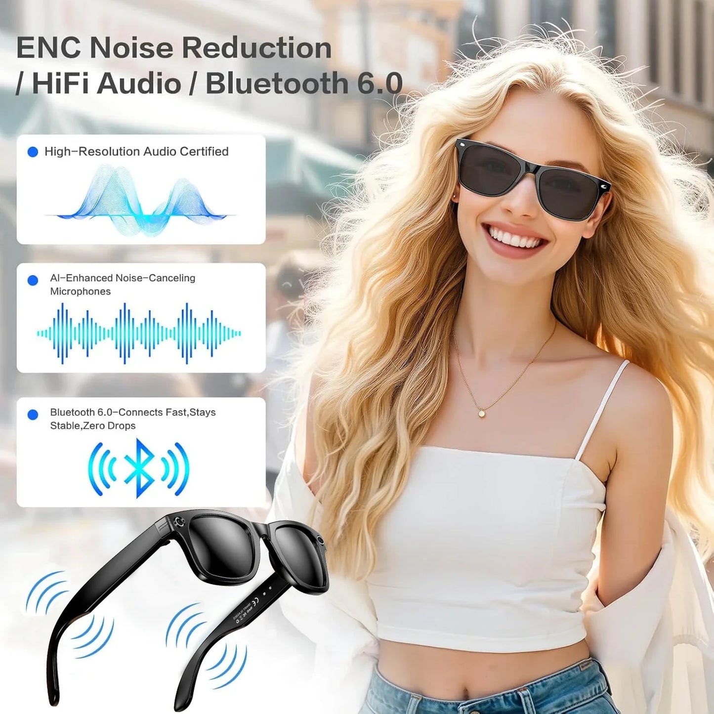 800W AI Smart Camera Glasses – Color-Changing Men’s Smart Sunglasses with Translation, Photo & Video Recording, Waterproof