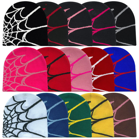 Y2K Spider Web Knit Hat - Unisex Outdoor Sports Fashion Beanie for Men & Women