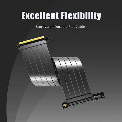 PCIe x16 GPU Riser Cable - Gen 3.0/4.0 Double Reverse Graphics Card Extension with Gold-Plated Connector