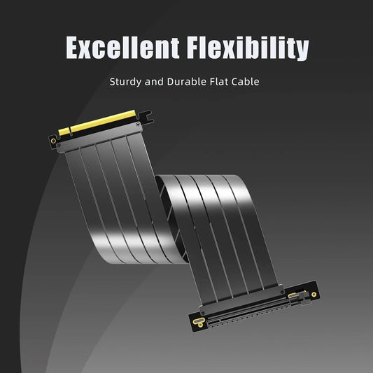 PCIe x16 GPU Riser Cable - Gen 3.0/4.0 Double Reverse Graphics Card Extension with Gold-Plated Connector
