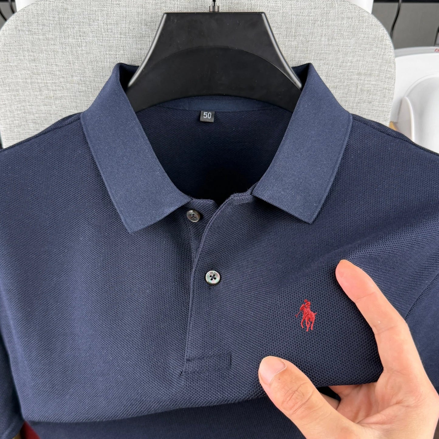 Men’s 100% Cotton Polo Shirt - Luxury Short Sleeve Golf Top with Embroidered Pony Design for Summer Casual Fashion