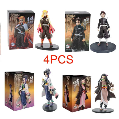 Anime Demon Slayer Kimetsu No Yaiba Action Figures – Tanjirou, Nezuko, Zenitsu & Inosuke PVC Model Toys