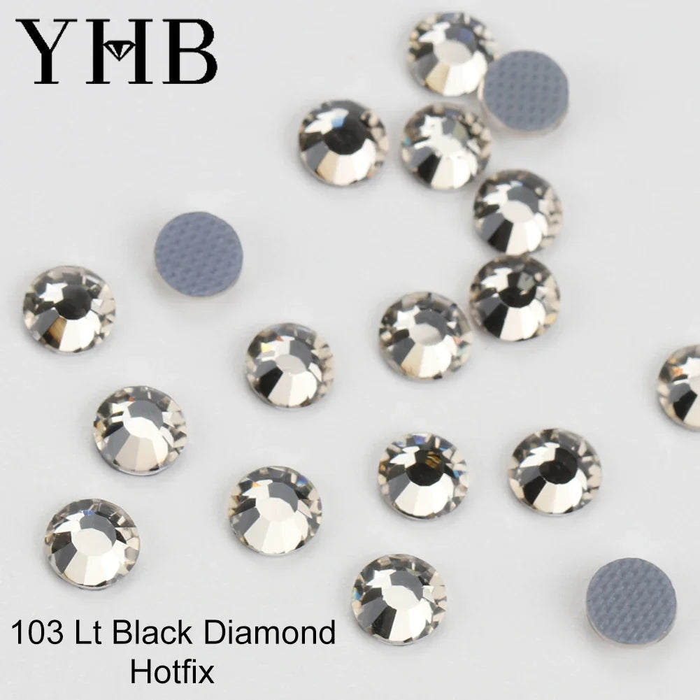 YHB 101-127 Hotfix Crystal Rhinestones - Glitter Glass Flatback Gems for Bags, Shoes, Garments, Phone & Nail Art DIY