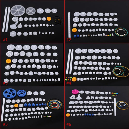 Plastic Gear & Pulley Motor Kit Set – Worm, Crown & Belt Gears for Robot DIY Parts & Repairs
