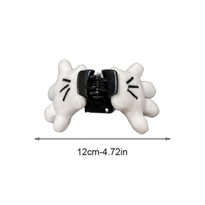 White Fluffy Palm Hair Clip - 3D Cute Oversized Hairpin, Soft Hair Accessory & Gift