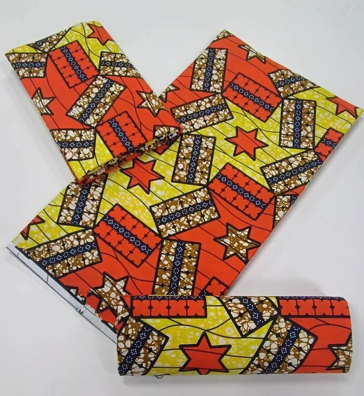 100% Cotton Ankara Fabric - High Quality African Print Batik Real Wax Pagne 6 Yards for Stylish Sewing