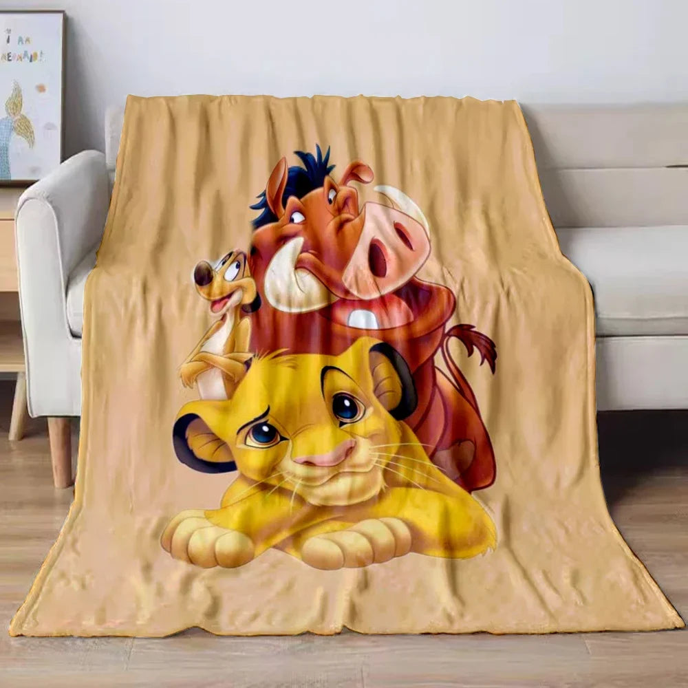 Lion King Simba Cartoon Flannel Blanket – Soft Cozy Throw for Sofa, Bed, Car, Camping, Travel & Kids Gift