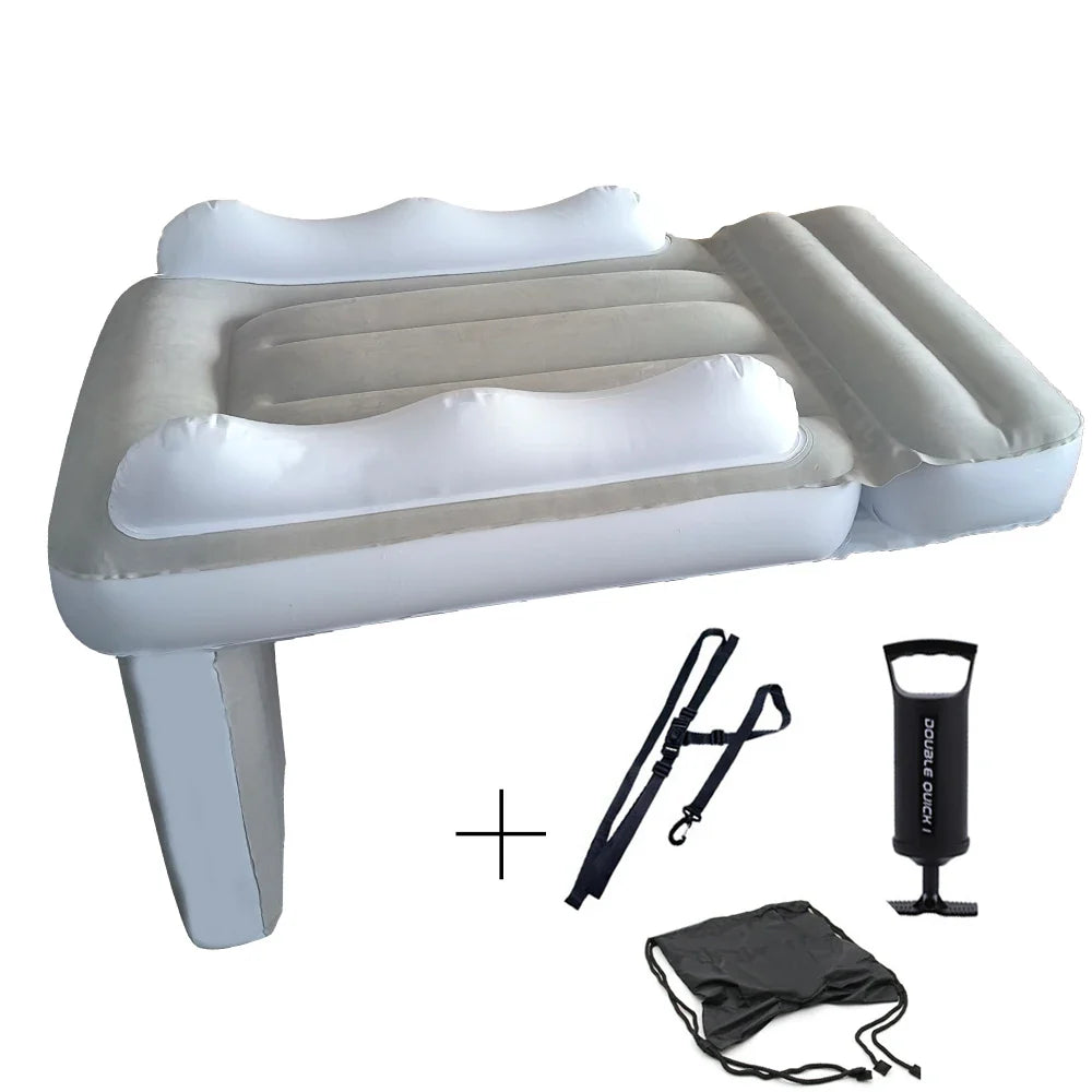 Infant & Kids Inflatable Mattress – Foldable Car Rear & Airplane Travel Flocking Air Bed